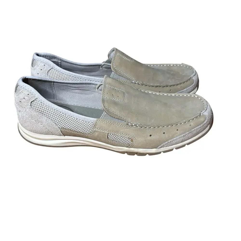 Clarks Armada Mens 11 M Beige Leather Casual Loafers Slip On Shoes Comfort